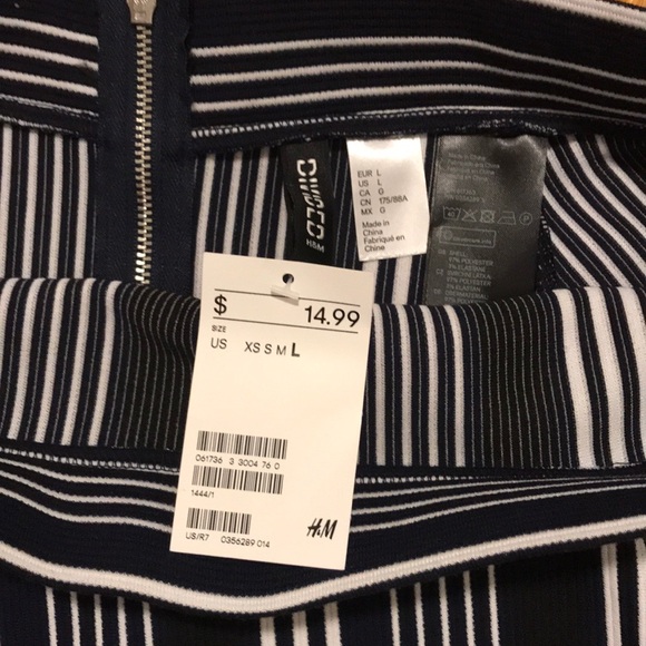 Black and White Striped Fit and Flare Skirt - Picture 2 of 3